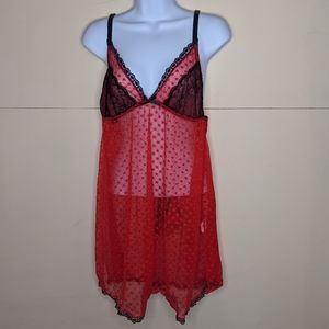 NWT Avidlove Women's Babydoll Lingerie with Red Heart Lace